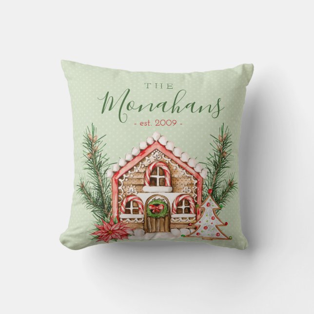 Landelijk Kerst Gingerbread House Kussen (Voorkant)