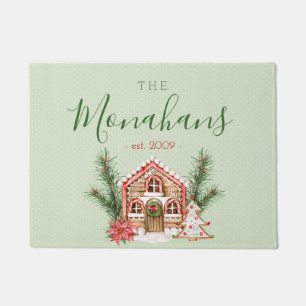 Landelijk kerst gingerbreadhuis deurmat