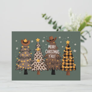 Landelijk Kerstmis Westerse Boom Cowboy Cowgirl Feestdagenkaart