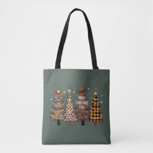 Landelijk Kerstmis Westerse Boom Cowboy Cowgirl Tote Bag