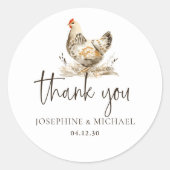 Landelijk Kip Dank Je Trouw Favor Sticker (Voorkant)