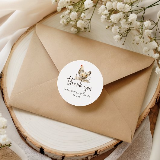 Landelijk Kip Dank Je Trouw Favor Sticker