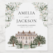 Landelijk landhuis bruiloft wijn etiket (Enkel label)