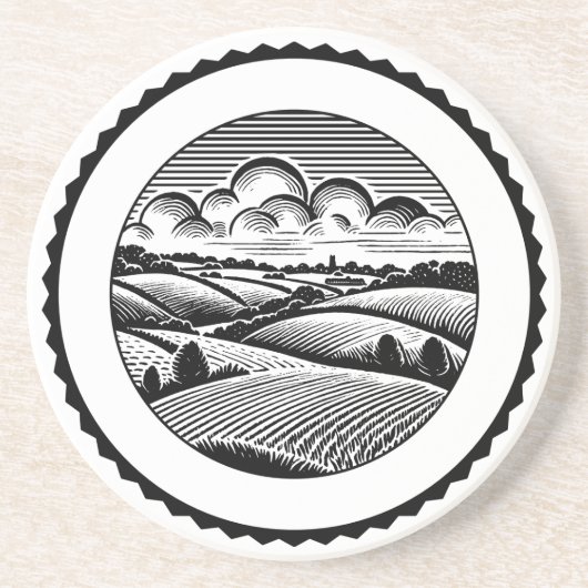 Landelijk landschap 04 zandsteen onderzetter (Voorkant)