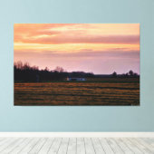 Landelijk landschap bij schemering canvas afdruk (Insitu (Houten vloer))
