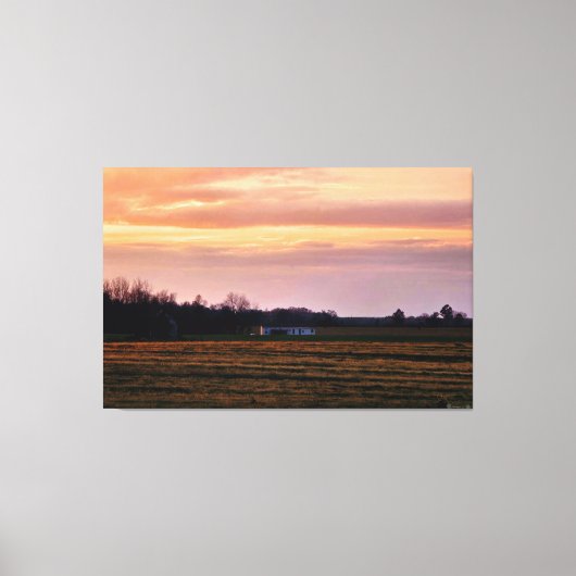 Landelijk landschap bij schemering canvas afdruk (Voorkant)