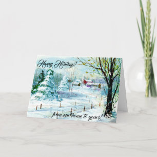 Landelijk Landschap Gelukkig Feestdagen Kaart