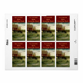 Landelijk landschap met rode schuren bier flesetik etiket (Full Sheet)