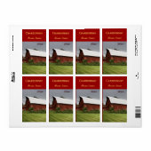 Landelijk landschap met rode schuur wijn fles labe etiket (Full Sheet)