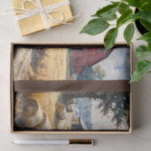 Landelijk landschap met schuur en tractor tissuepapier (Geschenk)