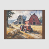 Landelijk landschap met schuur en tractor tissuepapier (Voorkant)