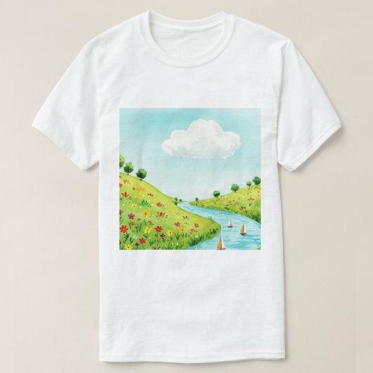 Landelijk landschap t-shirt (Design voorkant)