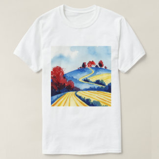 Landelijk landschap t-shirt