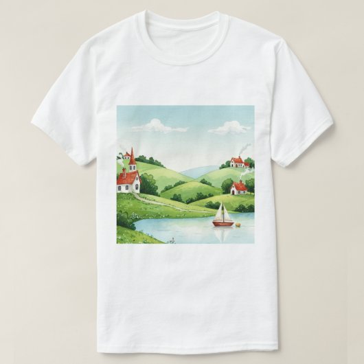 Landelijk landschap t-shirt (Design voorkant)