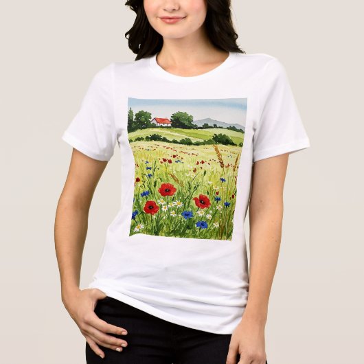 Landelijk landschap Tri-Blend shirt (Voorkant)