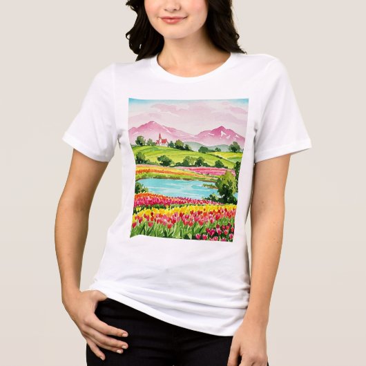 Landelijk landschap Tri-Blend shirt (Voorkant)