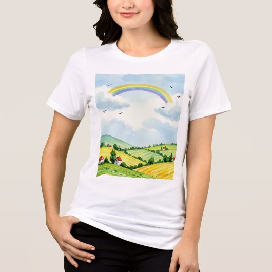 Landelijk landschap Tri-Blend shirt (Voorkant)