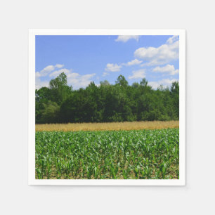 Landelijk landschap van een maïs- en tarweveld en  servet