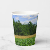Landelijk landschap van een maïs- & tarweveld & bl papieren bekers (Achterkant)