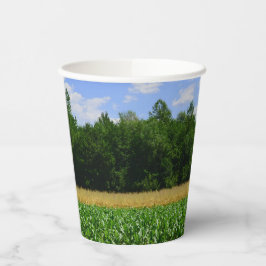 Landelijk landschap van een maïs- & tarweveld & bl papieren bekers