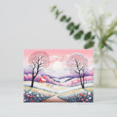 Landelijk landschap van winter naar lente overgang briefkaart (Staand voorkant)