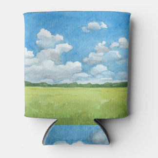 Landelijk Landschap Waterverf Illustratie Blikjeskoeler