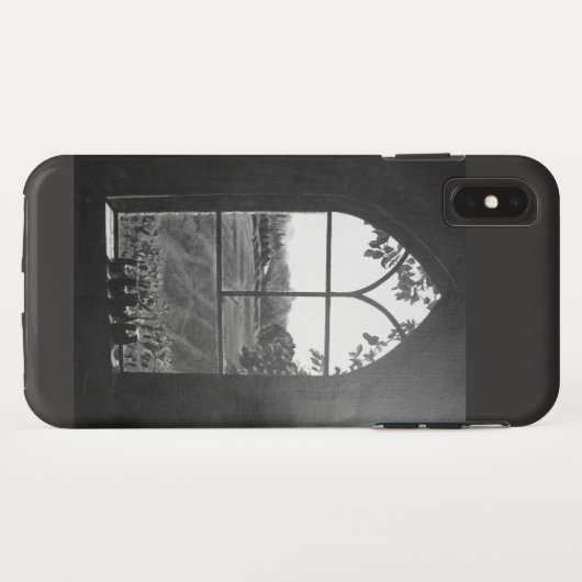 Landelijk landschappelijk uitzicht vanuit kerkraam Case-Mate iPhone case (Achterkant (horizontaal))