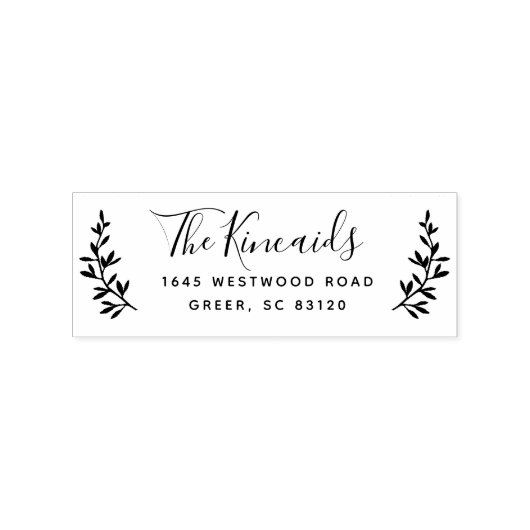 Landelijk laurier monogram retouradres rubberstempel (Afrduk)