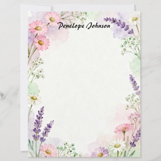 Landelijk lavendel en madeliefjes briefpapier (Voorkant)
