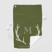 Landelijk legergroen gewei aangepast geschenk voor golfhanddoek (Insitu)