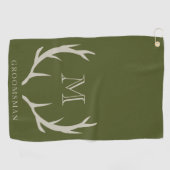Landelijk legergroen gewei aangepast geschenk voor golfhanddoek (Horizontaal)