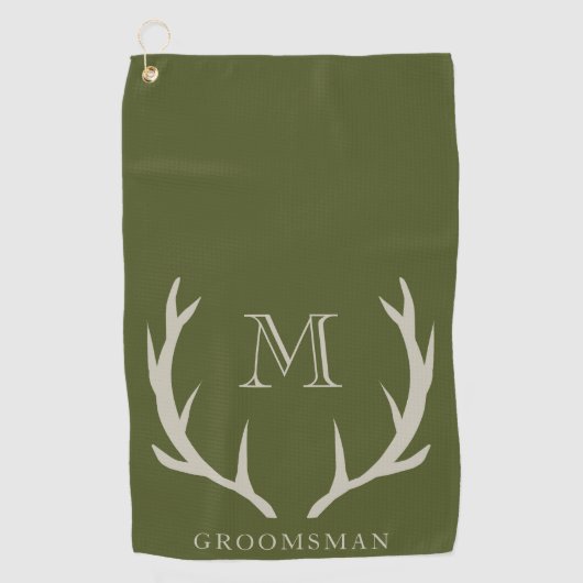 Landelijk legergroen gewei aangepast geschenk voor golfhanddoek (Voorkant)