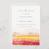 Landelijk lenteland Florale velden Landschap Save The Date (Voorkant / Achterkant)