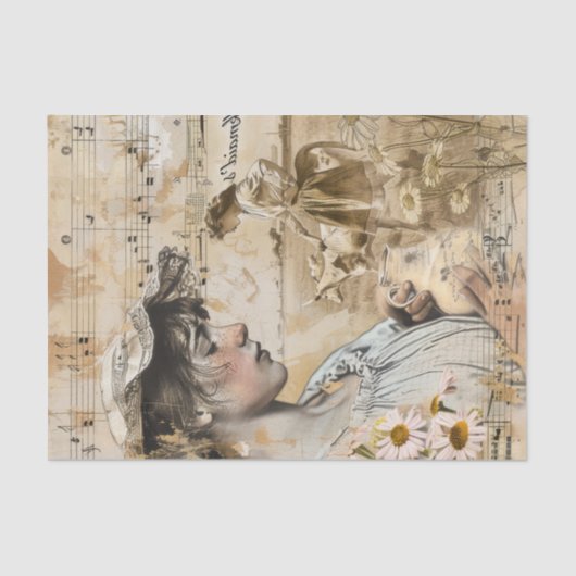 Landelijk leven Boerderij Meisje Decoupage Tissuepapier (Voorkant)