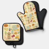 Landelijk leven Italië Ovenwant & Pannenlap Set (Voorkant / Achterkant)