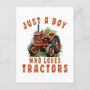 Landelijk leven Jongen die van tractoren houdt Briefkaart