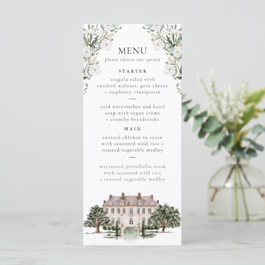 Landelijk Manor Wedding Menu (Staand voorkant)