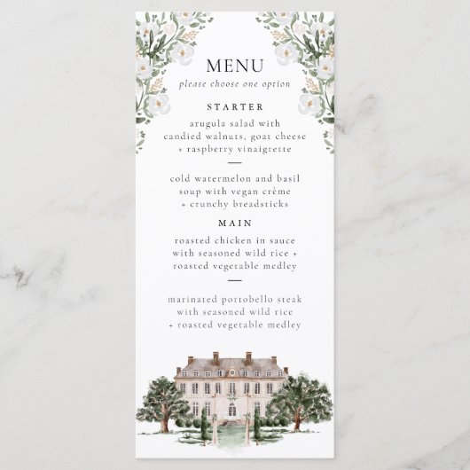 Landelijk Manor Wedding Menu (Voorkant)