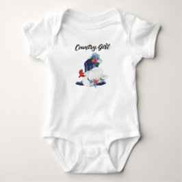 Landelijk meisje met cowboylaarzen/hoed & bloemen/ romper