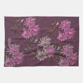 Landelijk modern paars bloemmotief met monogram theedoek (Horizontaal)