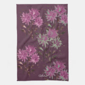 Landelijk modern paars bloemmotief met monogram theedoek (Verticaal)