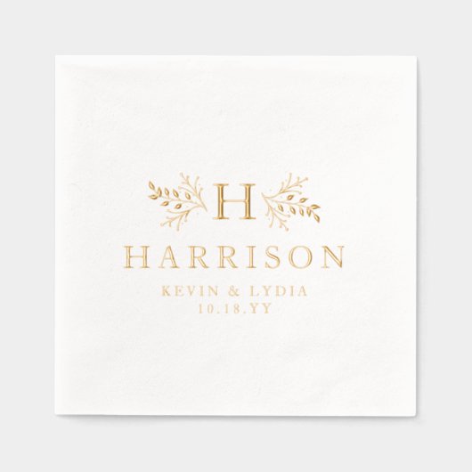 Landelijk monogram eenvoudig elegante naam bruilof folie servetten (Voorkant)