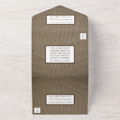 Landelijk Monogram Hout & Jute Bruiloft All In One Uitnodiging (Buitenkant)