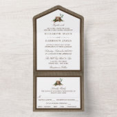 Landelijk Monogram Hout & Jute Bruiloft All In One Uitnodiging (Binnen)