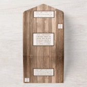 Landelijk Monogram Houten Bruiloftsbomen All In One Uitnodiging (Buitenkant)