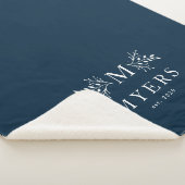 Landelijk monogram navyblauw gepersonaliseerd sherpa deken (3/4)