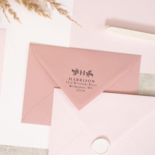 Landelijk monogram retouradres rubberstempel