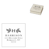 Landelijk monogram retouradres rubberstempel (Gestempeld)