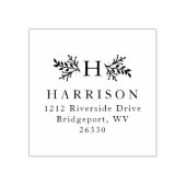 Landelijk monogram retouradres rubberstempel (Afrduk)
