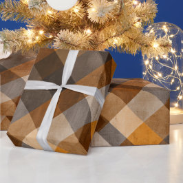 Landelijk Oranje Roest Bruine Klei Plaid Patroon Cadeaupapier